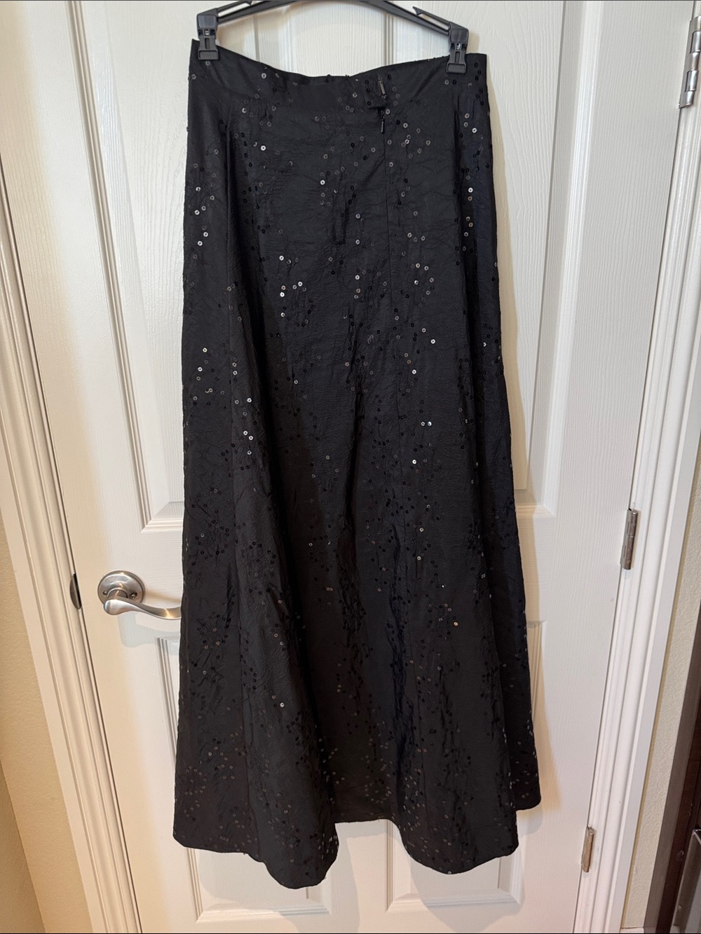 Cache luxe size 4 Black Sequin A-Line Maxi Skirt
